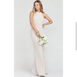 Show Me Your‎ MuMu Chicago High Neck Gown Cream Dress Stretch Crepe Size Medium